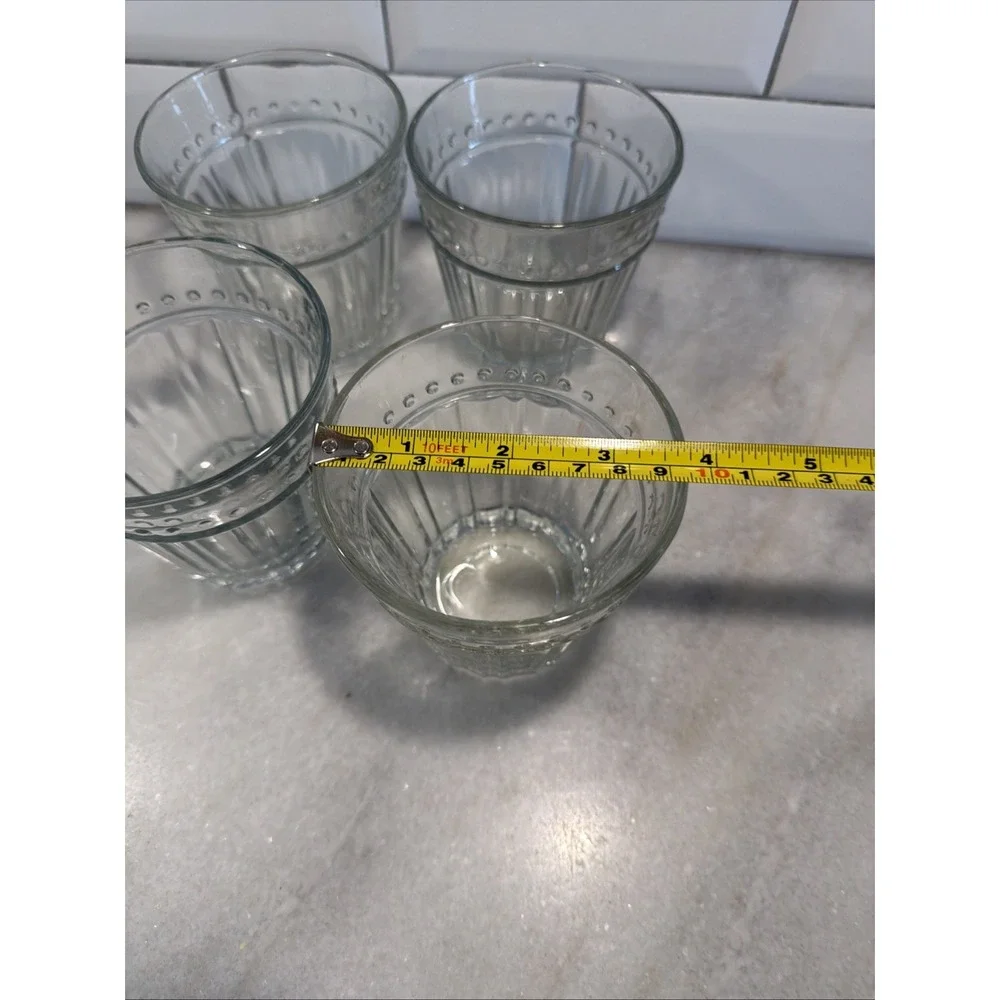 Set Of 4 Vintage ANCHOR HOCKING Elise 12oz Rocks Glass Tumbler 003